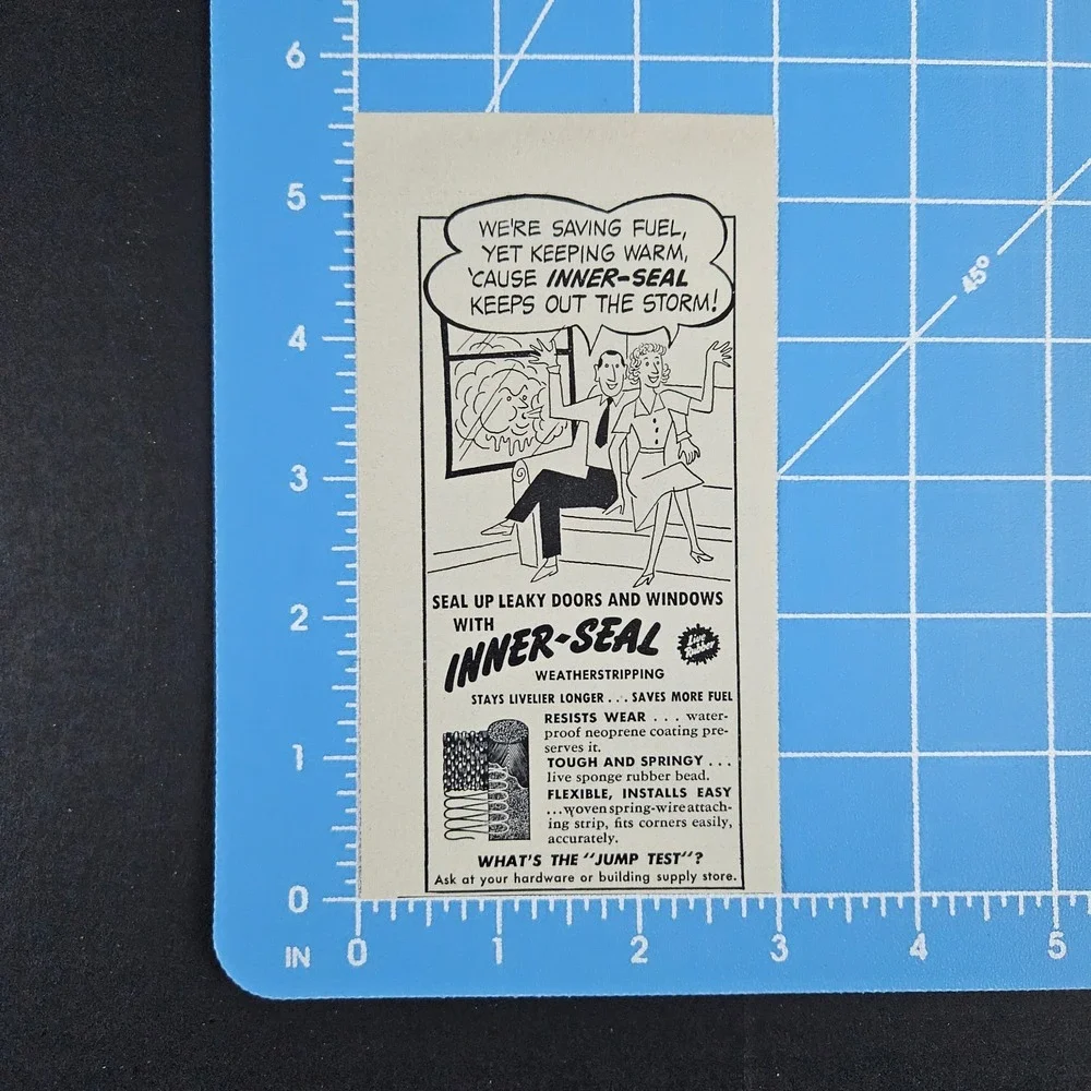 1952 Inner-Seal Live Rubber‎ Weatherstripping Vintage Print Ad Comic Panel Art